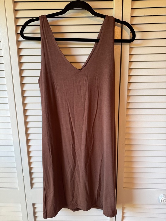 becool Dresses & Skirts - Sleeveless V-Neck Midi Dress in Chocolate Brown